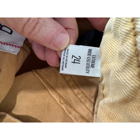 Baggy Grunge BDG Extreme Wide Leg Utility Skater Cargo Pants Jeans Mustard 24 - Picture 10 of 13